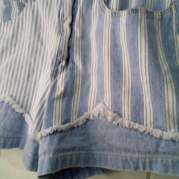 Zanadi Shorts Women 11 12 Denim Vintage High Rise Stripe Spellout Pocket Blue - Picture 7 of 16